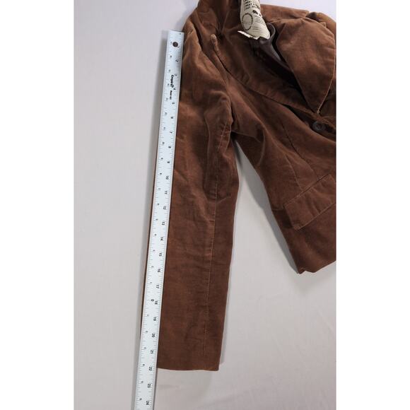 Y2K Doki Geki Brown Corduroy Blazer Jacket Womens Sz S Korea 2 Button Vintage - Picture 6 of 7